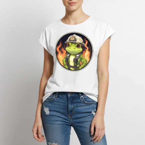 Frog Firefighter - Women's Premium Roll Up Sleeve T-Shirt