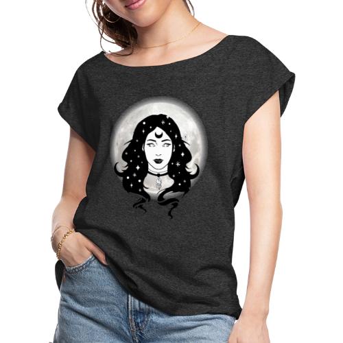 Mystical Moon Girl - Women's Roll Cuff T-Shirt