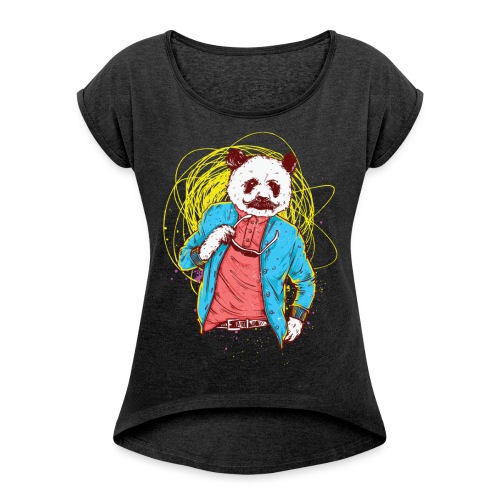 Panda Bear Movie Star - Women's Roll Cuff T-Shirt