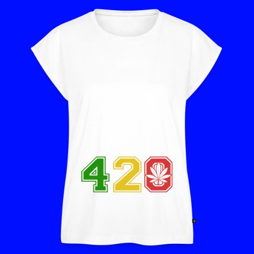 Humorous 420 Authentic Herb Weed Marijuana Design - Women's Premium Roll Up Sleeve T-Shirt