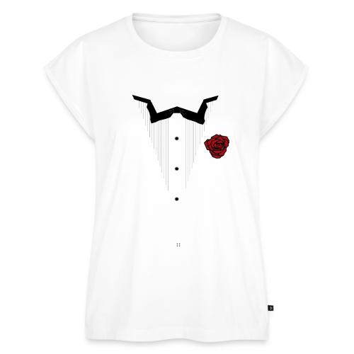 Tuxedo w/White Lapel - Women's Premium Roll Up Sleeve T-Shirt