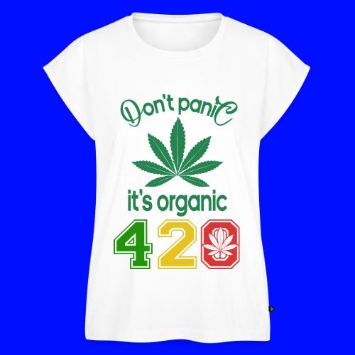 Joshing 420 Organic Herb Weed Marijuana Design - Women's Premium Roll Up Sleeve T-Shirt