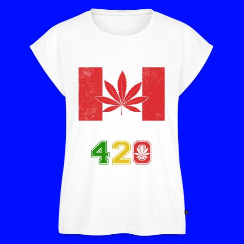 Comical 420 Celebrate Herb Weed Marijuana Design - Women's Premium Roll Up Sleeve T-Shirt