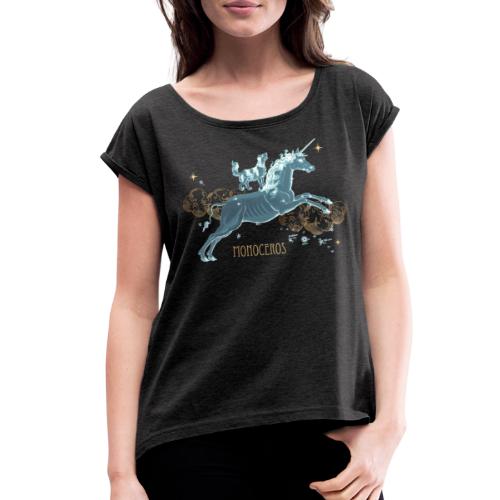 Unicorn Constellation Monoceros - Women's Roll Cuff T-Shirt
