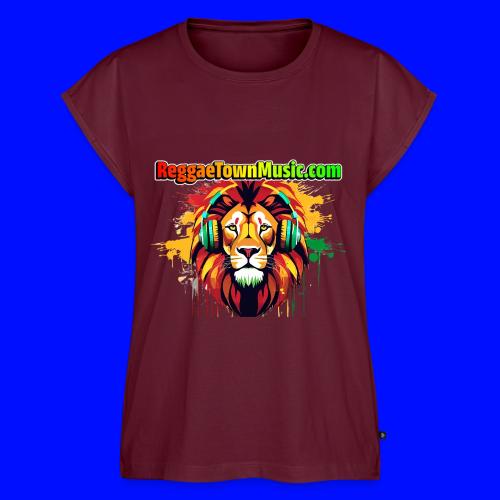 Reggae lion head music vibrant rasta dj art tee - Women's Premium Roll Up Sleeve T-Shirt