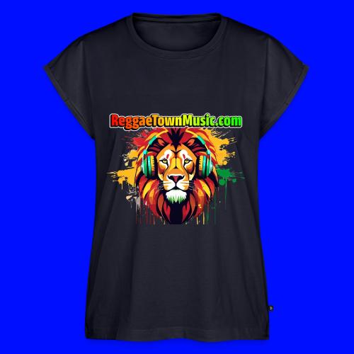 Reggae lion head music vibrant rasta dj art tee - Women's Premium Roll Up Sleeve T-Shirt