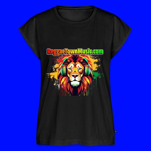 Reggae lion head music vibrant rasta dj art tee - Women's Premium Roll Up Sleeve T-Shirt