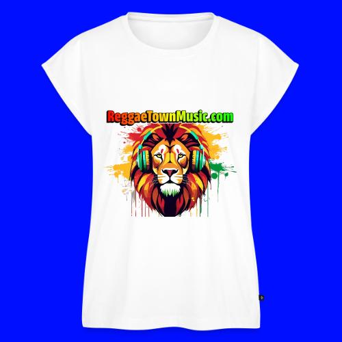 Reggae lion head music vibrant rasta dj art tee - Women's Premium Roll Up Sleeve T-Shirt