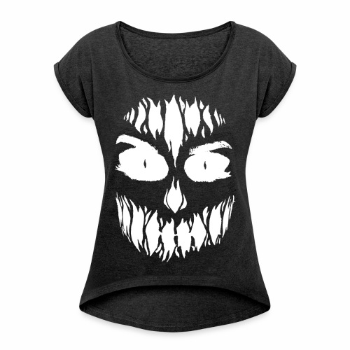 Creepy Halloween Scary Monster Face Gift Ideas - Women's Roll Cuff T-Shirt