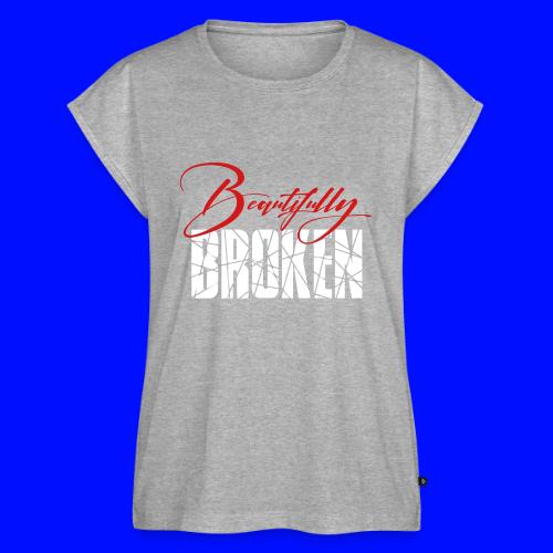Beautifully Broken red white - Women's Premium Roll Up Sleeve T-Shirt