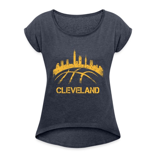 Cleveland Basketball Skyline - Women's Roll Cuff T-Shirt