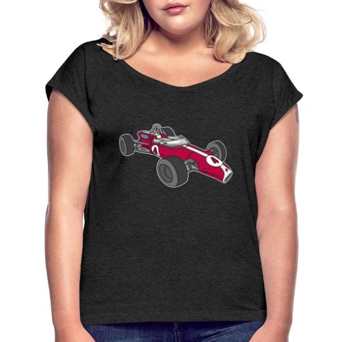 Red racing car, racecar, sportscar - Women's Roll Cuff T-Shirt