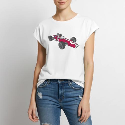 Red racing car, racecar, sportscar - Women's Premium Roll Up Sleeve T-Shirt