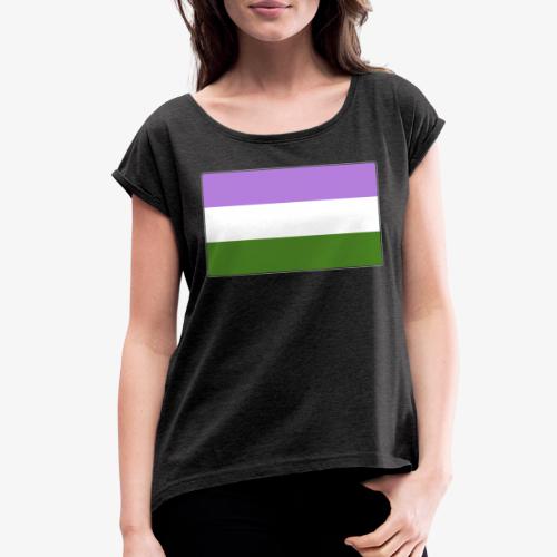 Genderqueer Pride Flag - Women's Roll Cuff T-Shirt