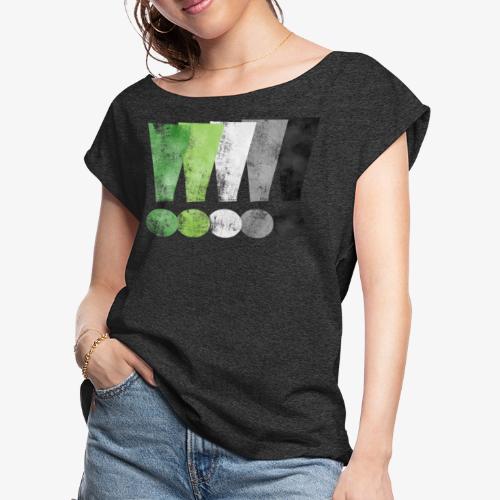 Distressed Aromantic Pride Exclamation Points - Women's Roll Cuff T-Shirt