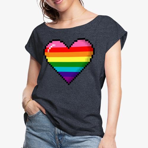 Gilbert Baker Original LGBTQ Gay Rainbow Pride 8- - Women's Roll Cuff T-Shirt
