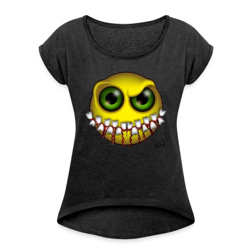 Smilez (Silly Facez) - Women's Roll Cuff T-Shirt