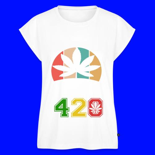 Quick Witted 420 My Cardio Herb Weed Marijuana - Women's Premium Roll Up Sleeve T-Shirt