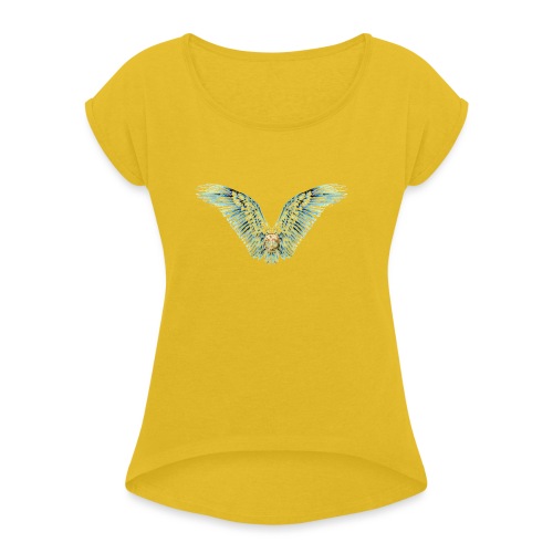 Wings Skull - Women's Roll Cuff T-Shirt