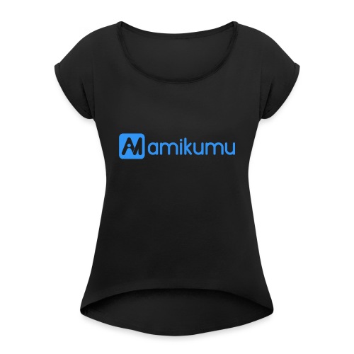 Amikumu Logo Blue - Women's Roll Cuff T-Shirt