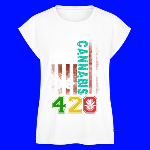 Amusing 420 American Herb Weed Marijuana Design - Women's Premium Roll Up Sleeve T-Shirt