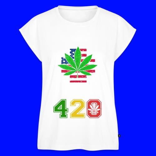 Side Splitting 420 My Medical Weed Marijuana - Women's Premium Roll Up Sleeve T-Shirt
