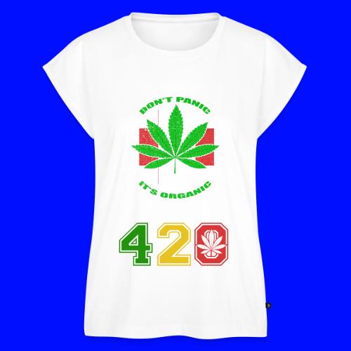 Lighthearted 420 Organic Ganja Weed Marijuana Desi - Women's Premium Roll Up Sleeve T-Shirt