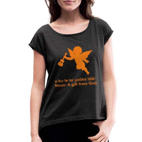 Ukulele Definition - Women's Roll Cuff T-Shirt