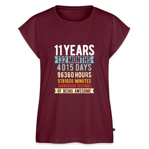 11th Birthday 11 Years Old Vintage - Women's Premium Roll Up Sleeve T-Shirt
