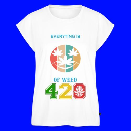Comic 420 Better Herb Weed Marijuana Design - Women's Premium Roll Up Sleeve T-Shirt