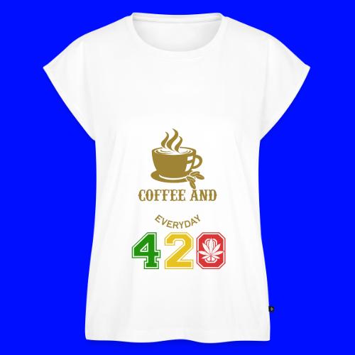 2024 420 Coffee & Smoke Weed Marijuana Design - Women's Premium Roll Up Sleeve T-Shirt
