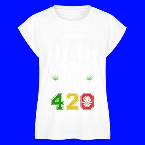 Gleeful Smoking dad The smoker the myth the legend - Women's Premium Roll Up Sleeve T-Shirt