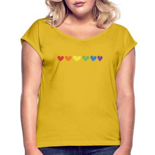 Pride Hearts - Women's Roll Cuff T-Shirt
