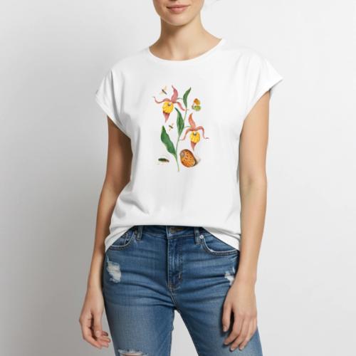 Lady Slipper Orchid - Women's Premium Roll Up Sleeve T-Shirt