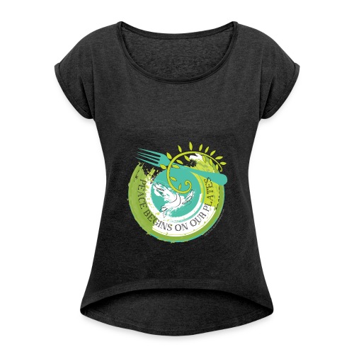 Peace Plate - Women's Roll Cuff T-Shirt
