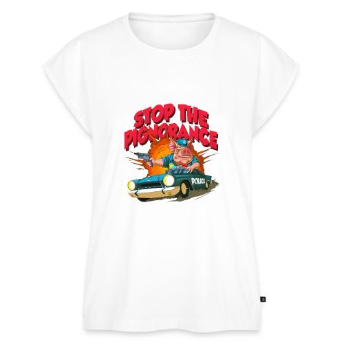 Stop Pignorance for DARK Backgrounds - Women's Premium Roll Up Sleeve T-Shirt