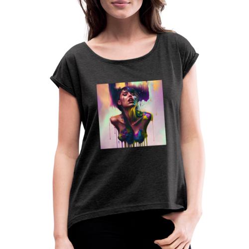 Elegantly Wasted - Emotionally Fluid Collection - Women's Roll Cuff T-Shirt