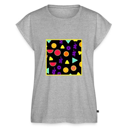 Tropical Fruit Neon Paradise Pattern - Women's Premium Roll Up Sleeve T-Shirt