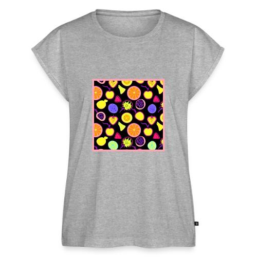 Vibrant Neon Fruits Artistry - Women's Premium Roll Up Sleeve T-Shirt