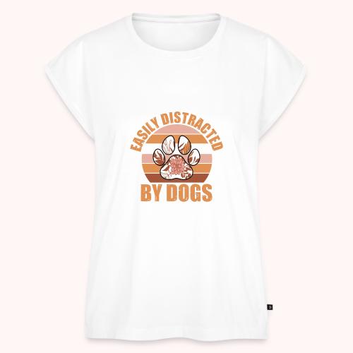 Easily Distracted By Dogs - Women's Premium Roll Up Sleeve T-Shirt