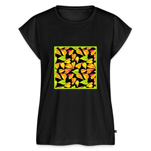 Neon Leaf Art Elegance - Women's Premium Roll Up Sleeve T-Shirt