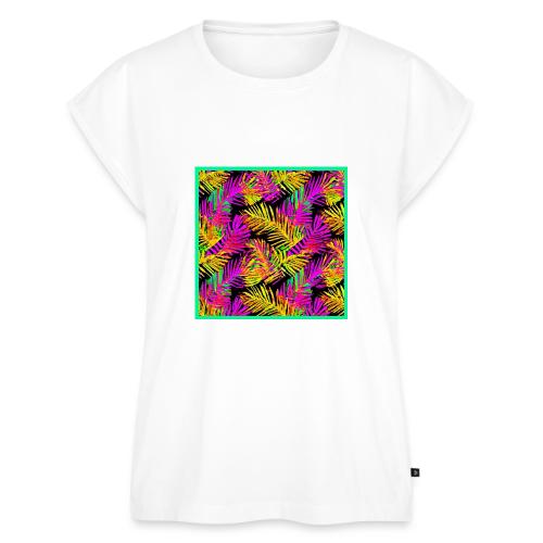 Chic Neon Leaf Lively Design - Women's Premium Roll Up Sleeve T-Shirt