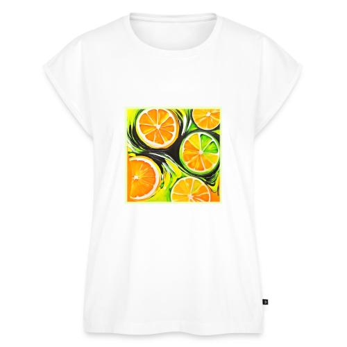 Vibrant Citrus Painting - Women's Premium Roll Up Sleeve T-Shirt