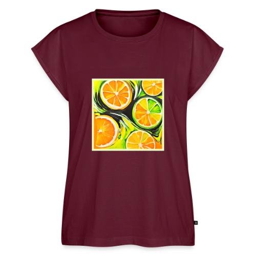 Vibrant Citrus Painting - Women's Premium Roll Up Sleeve T-Shirt