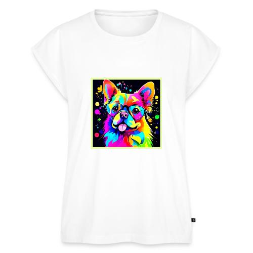 Vivid Canine Vibes Design - Women's Premium Roll Up Sleeve T-Shirt