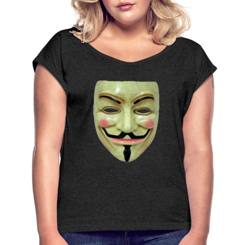 Guy Fawkes Mask - Women's Roll Cuff T-Shirt