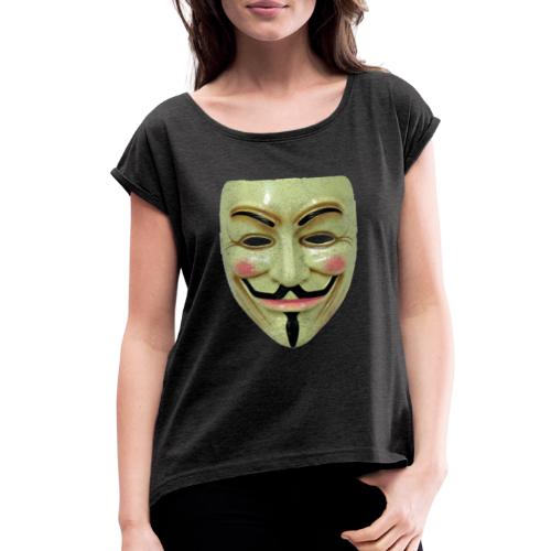 Guy Fawkes Mask - Women's Roll Cuff T-Shirt