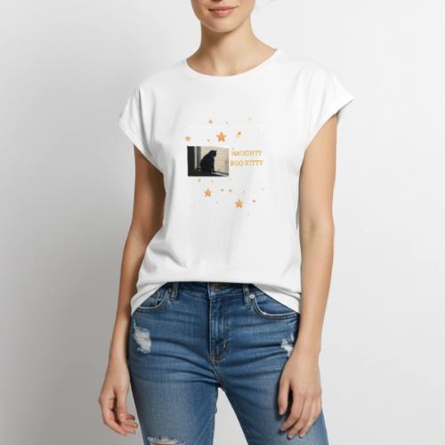 Naughty Boo Kitty - Women's Premium Roll Up Sleeve T-Shirt
