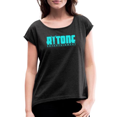 Rytone Logo Cyan - Women's Roll Cuff T-Shirt