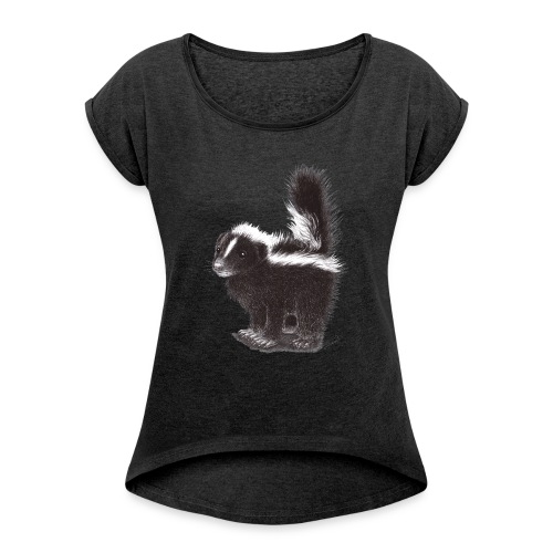 Cool cute funny Skunk - Women's Roll Cuff T-Shirt